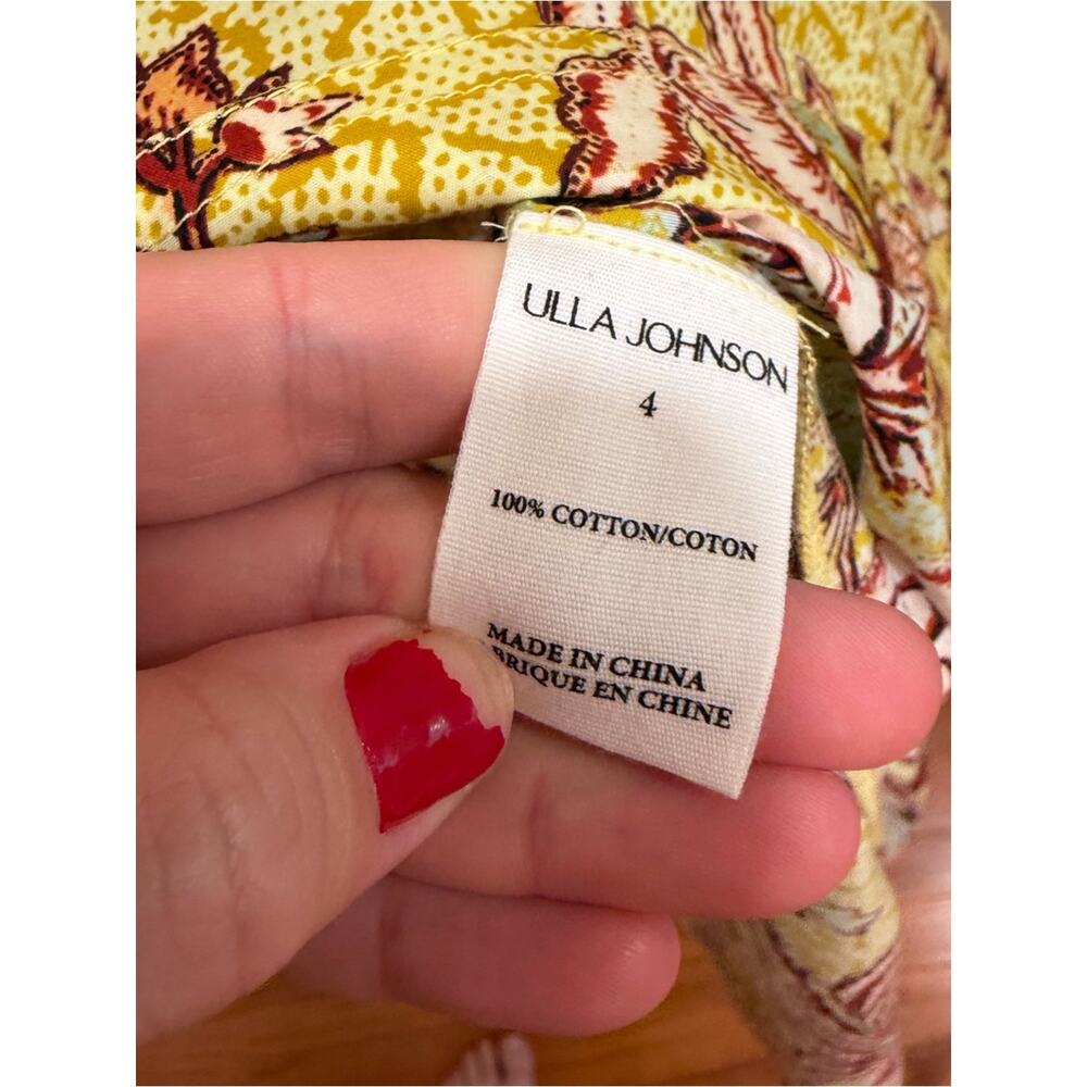 Ulla Johnson Cotton Yellow Floral Maxi Dress with Puff Sleeves 4 - Picture 11 of 15